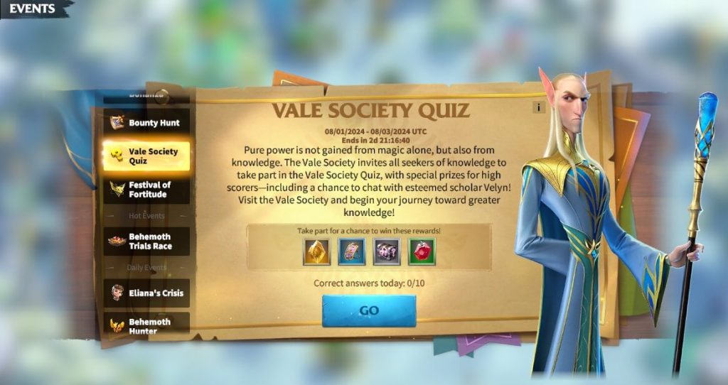 Call Of Dragons Vale Society Quiz - Questions - Answers